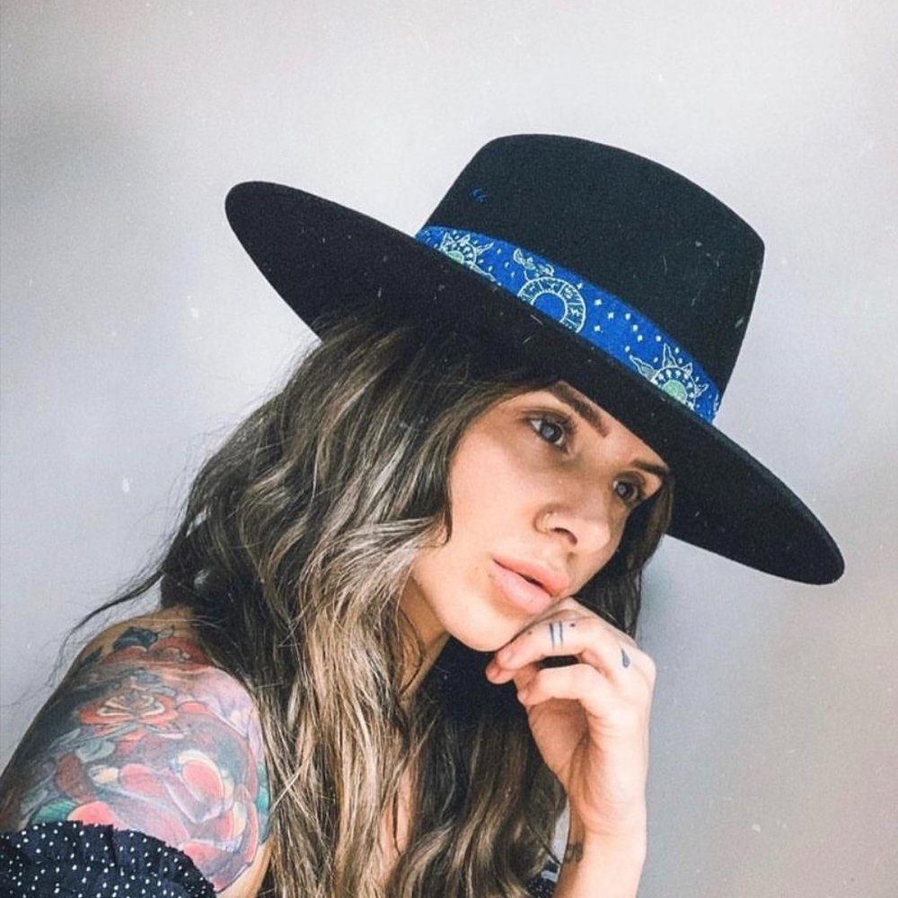LACK OF COLOR BENSON-TRI ZODIAC BLACK GAUCHO HAT SMALL NWT free people
